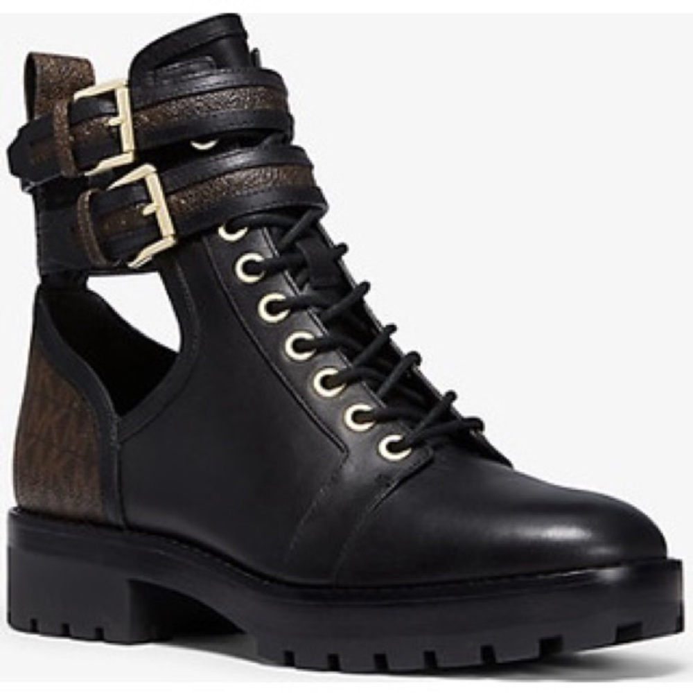 Michael Kors Bensen Logo and Leather Combat Boot - Picture 3 of 3